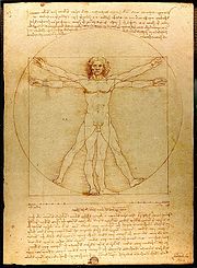 Desenho atribudo a Leonardo Da Vinci, "O homem vitruviano"
